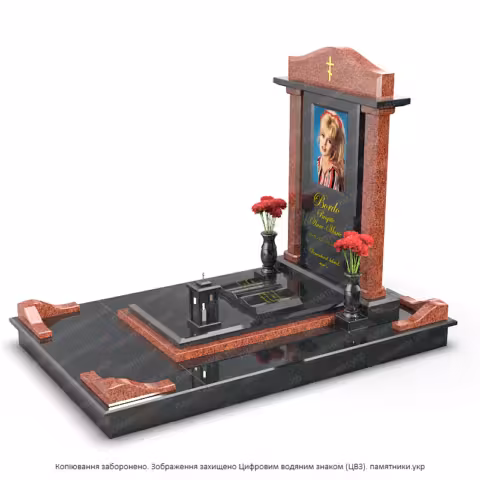 Гранитный комплекс, фото стекло, ваза гранитная, памятники гранитные