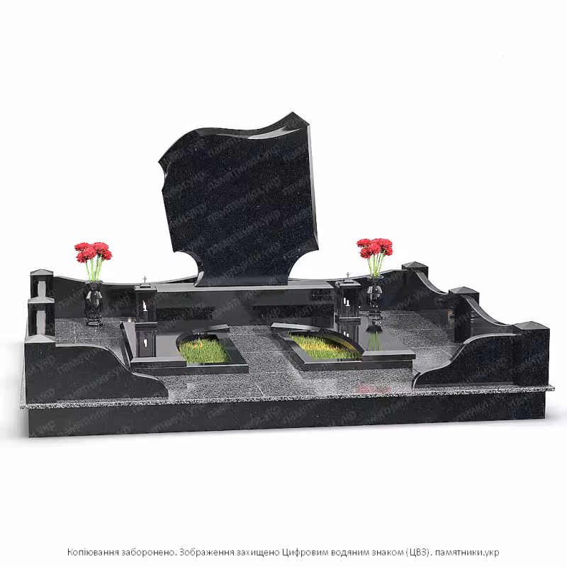 Современный памятник на могилу из черного и серого гранита, гранитный памятник под заказ