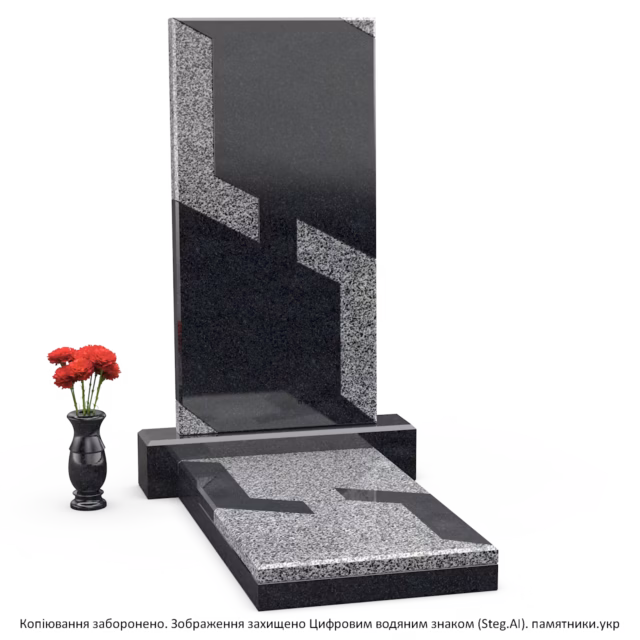 Гранитный памятник на могилу в современном стиле минимализм